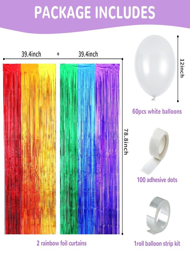 ojustbeok Rainbow Party Backdrop Balloon Arch Kit - Cloud Birthday Photo Props Booth Backdrops, Balloon Garland, Fringe Curtains for Wedding, Baby Shower Decor, Photography Supplies - Image 2